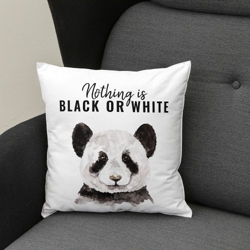 Modern Funny Panda Black And White With Quote Throw Pillow