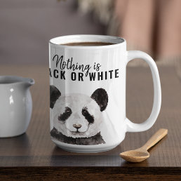 Modern Funny Panda Black And White With Quote Two-Tone Coffee Mug