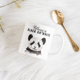 Modern Funny Panda Black And White With Quote Two-Tone Coffee Mug