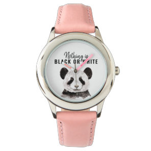 Modern Funny Panda Black And White With Quote Watch