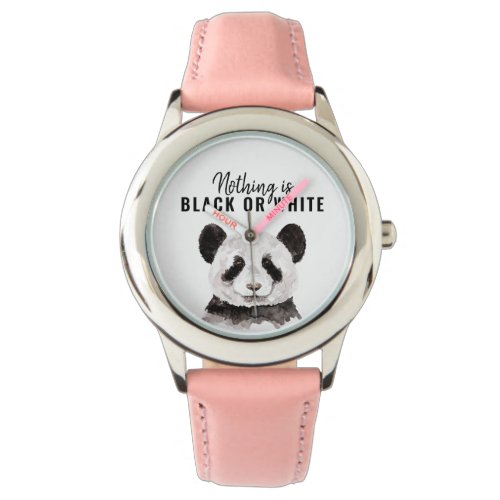 Modern Funny Panda Black And White With Quote Watch