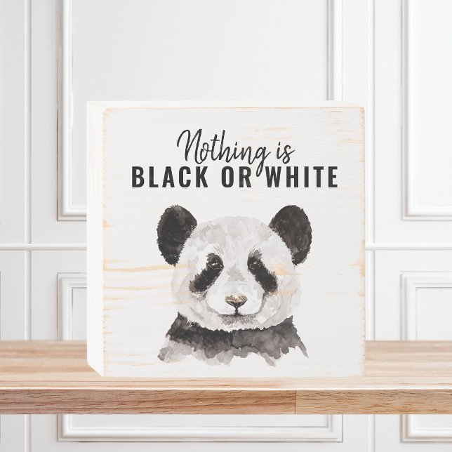 Modern Funny Panda Black And White With Quote Wooden Box Sign (Creator Uploaded)