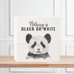 Modern Funny Panda Black And White With Quote Wooden Box Sign<br><div class="desc">Modern Funny Panda Black And White With Quote</div>