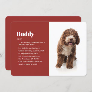 Modern Funny Pet Photo Birthday Invitation