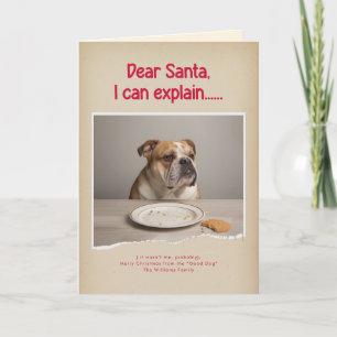 Modern Funny Pet Photo Christmas Holiday Folded Card
