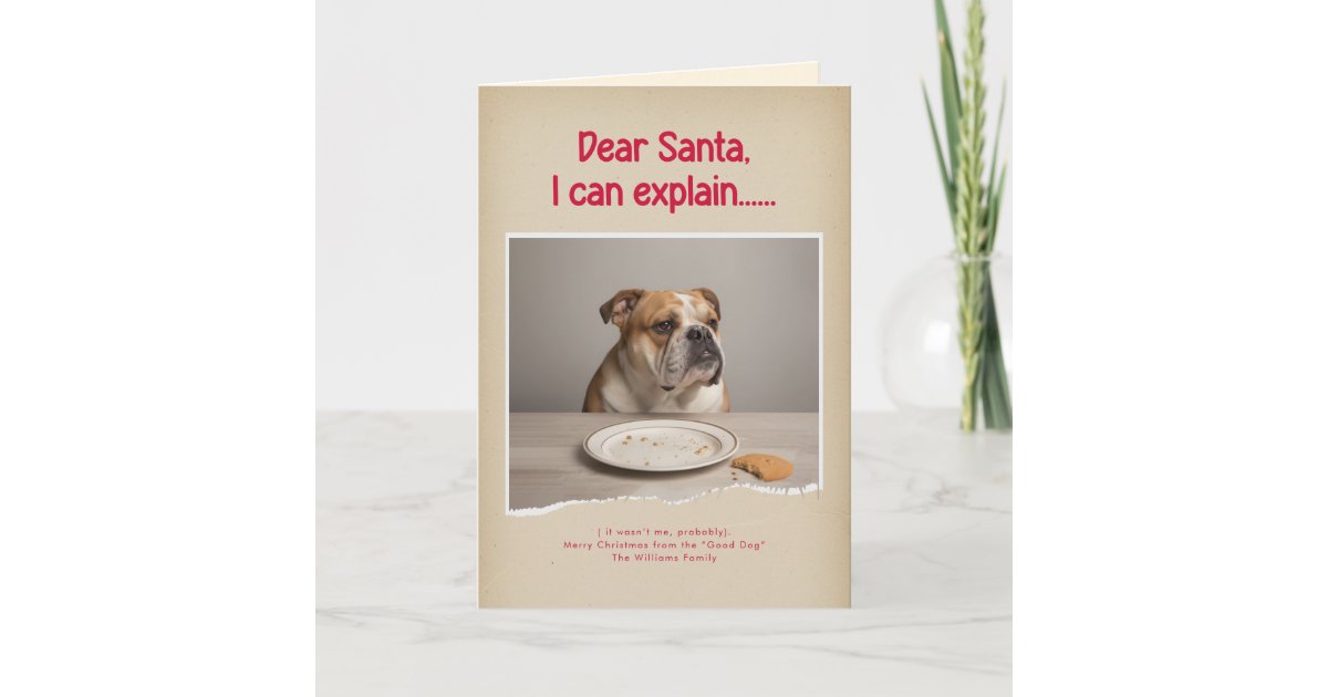 Modern Funny Pet Photo Christmas Holiday Folded Card | Zazzle