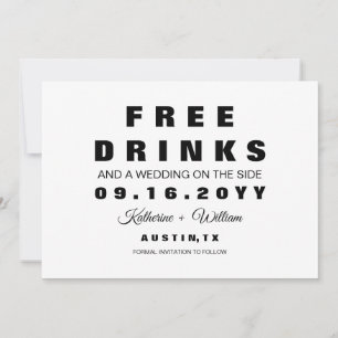 Modern Funny Photo Free Drinks Save the Date Card