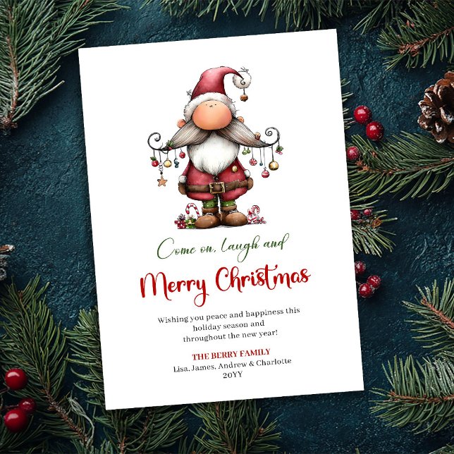 Modern Funny Santa Hand Drawn Festive Greeting Holiday Card (Modern Funny Santa Hand Drawn Festive Greeting)