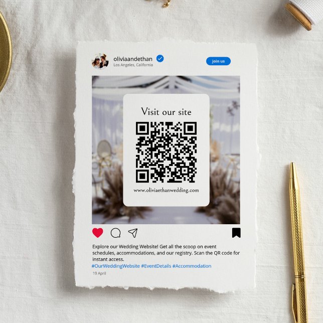 Modern Funny Social Media Wedding Website Enclosure Card (Creator Uploaded)