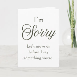 Modern Funny Sorry Card   Minimalist Style Apology