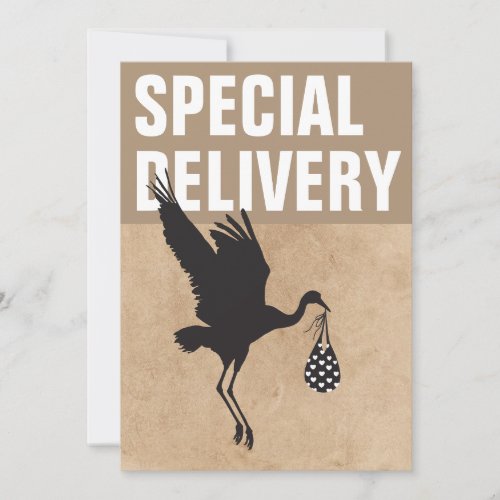  Modern Funny Stork Neutral Baby Shower Invitation