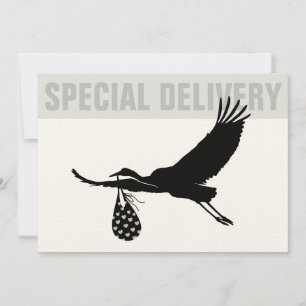 Modern Funny Stork Neutral Baby Shower Invitation