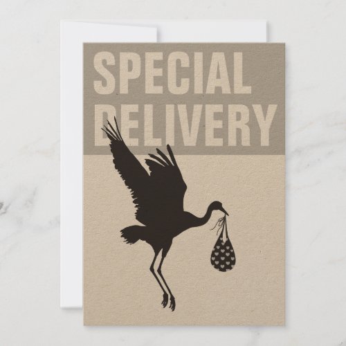  Modern Funny Stork Neutral Baby Shower Invitation