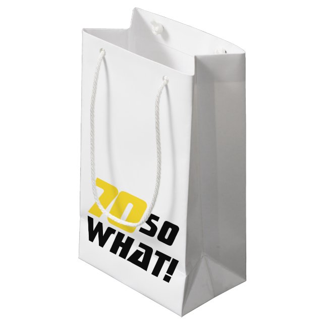 Modern Funny Typography 70th Birthday Small Gift Bag (Front Angled)