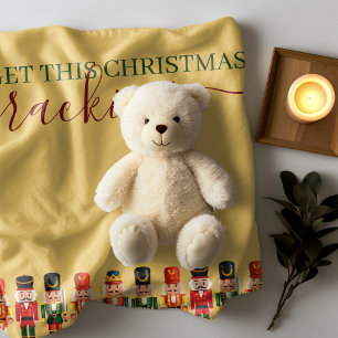 Modern Funny Unique Nutcracker Christmas Gold Fleece Blanket