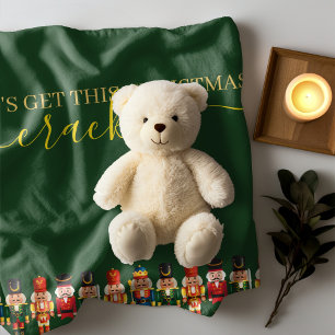 Modern Funny Unique Nutcracker Christmas Green Fleece Blanket