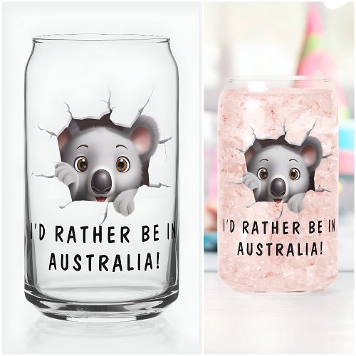 Modern Funny Unusual Custom Animal Koala Birthday  Can Glass