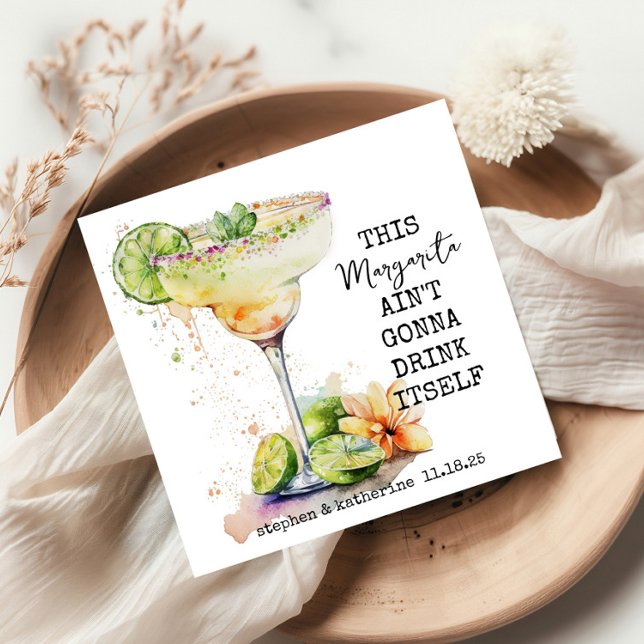 Modern Funny Watercolor Margarita Personalized Napkins (Creator Uploaded)