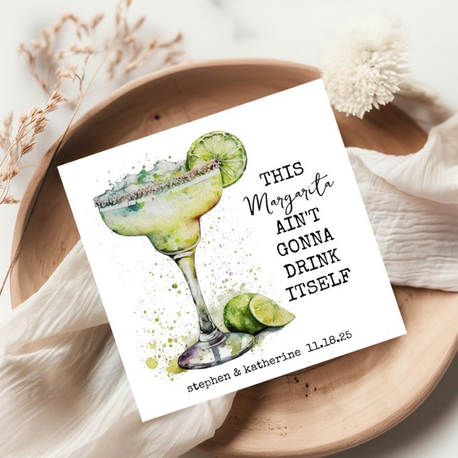 Modern Funny Watercolor Margarita Personalized Napkins (Creator Uploaded)