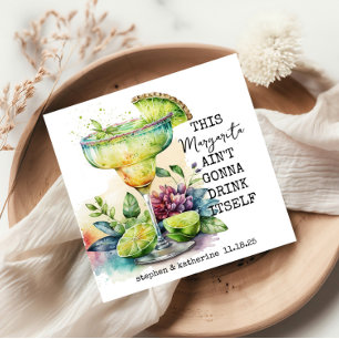Modern Funny Watercolor Margarita Personalized Napkins