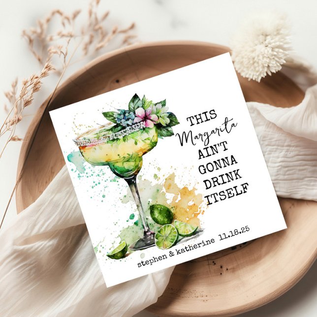 Modern Funny Watercolor Margarita Personalized Napkins (Creator Uploaded)