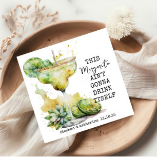 Modern Funny Watercolor Margarita Personalized Napkins