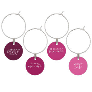 Modern Funny Wine Phrases in White Script Charm
