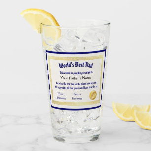 Modern Funny World's Best Dad Certificate Glass
