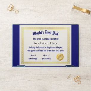 Modern Funny World's Best Dad Certificate  HP Laptop Skin