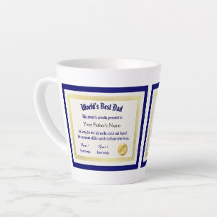 Modern Funny World's Best Dad Certificate Latte Mug
