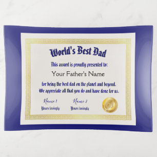 Modern Funny World's Best Dad Certificate Trinket Tray