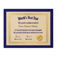 Modern Funny World's Best Dad Certificate