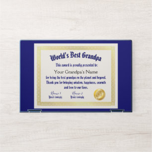 Modern Funny World's Best Grandpa Certificate HP Laptop Skin
