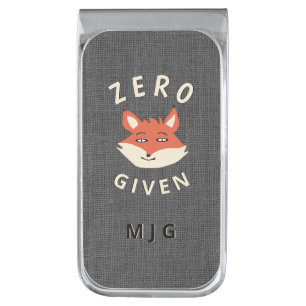 Modern Funny Zero Fox Given Monogrammed Silver Finish Money Clip
