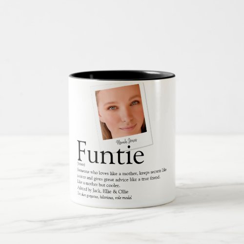 Modern Funtie Aunt Auntie Definition Photo Two_Tone Coffee Mug