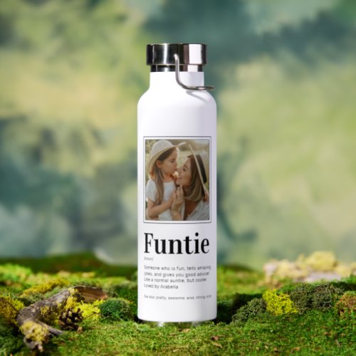Modern Funtie Auntie Photo Water Bottle