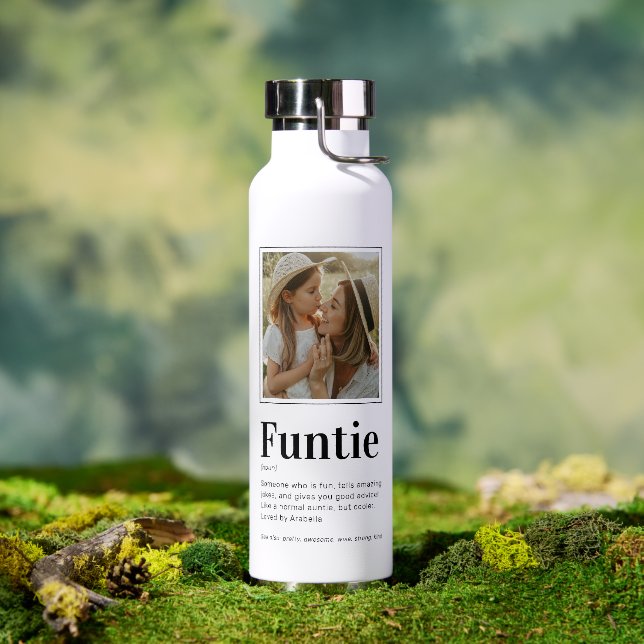 Modern Funtie Auntie Photo Water Bottle (Outdoor)