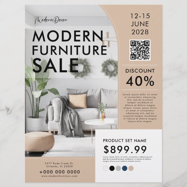 Modern Furniture Home Decor Sale Marketing Ad Flyer (Front)