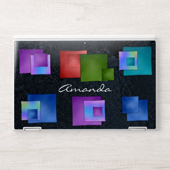 Modern Fused Glass Look Dichroic Art Personalized  HP Laptop Skin (Front)