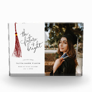 Modern Future is Bright Graduate Maroon Keepsake Photo Block