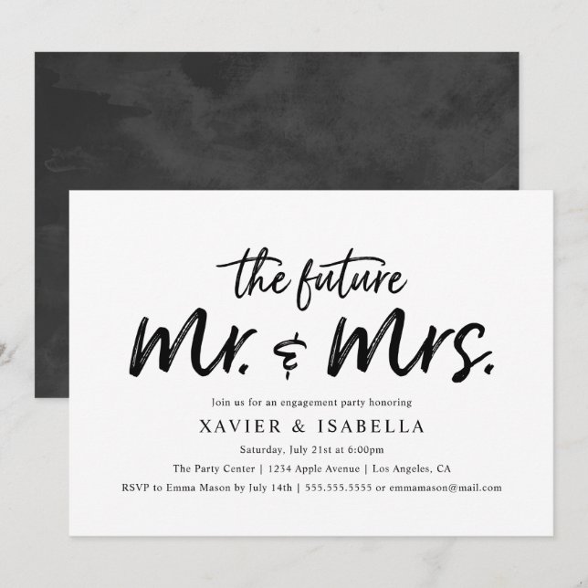 Modern Future Mr. & Mrs. Engagement Party Invitation (Front/Back)