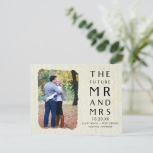 Modern Future Mr Mrs Photo Wedding Save the Date Announcement Postcard