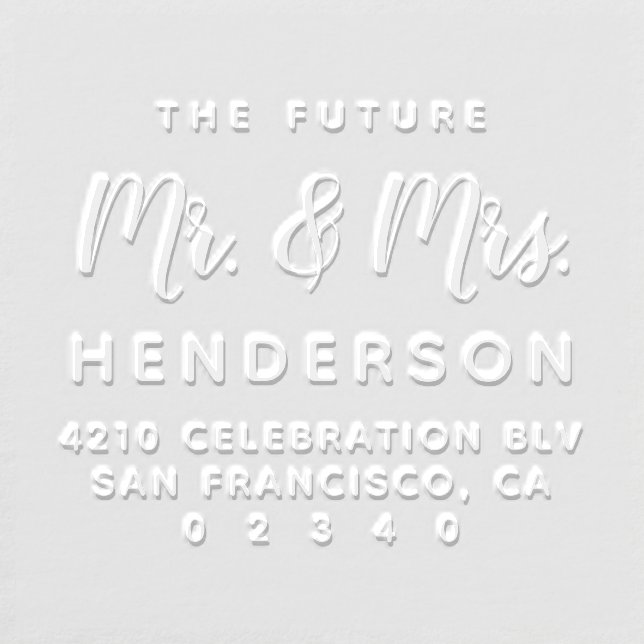 Modern Future Mr & Mrs Script Return Address Embosser (Design)