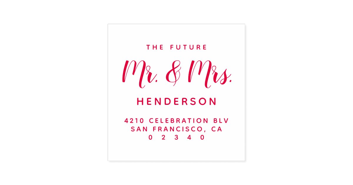 Modern Future Mr & Mrs Script Return Address Self-inking Stamp | Zazzle
