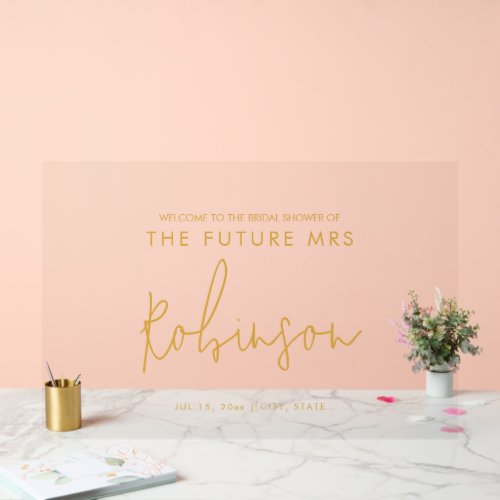 Modern FUTURE MRS Bridal Shower Welcome Gold  Acrylic Sign