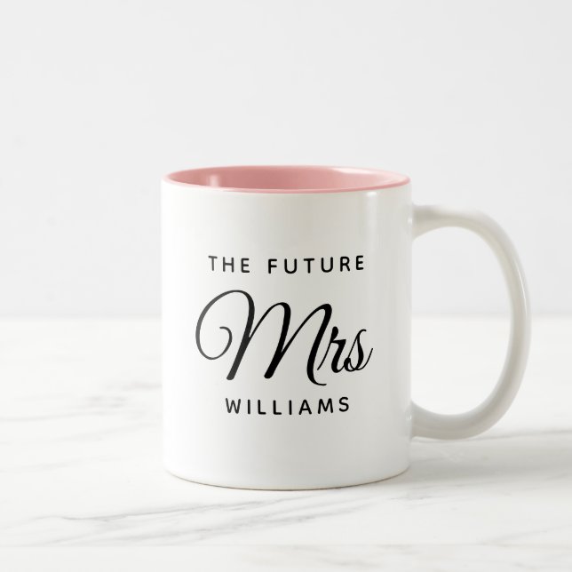 Modern Future Mrs Bride Engagement Script Two-Tone Coffee Mug (Right)