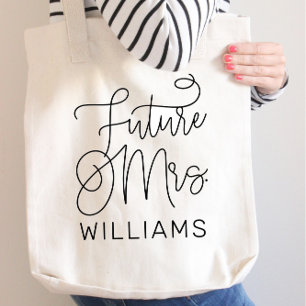 Modern Future Mrs Calligraphy Monogram Tote Bag