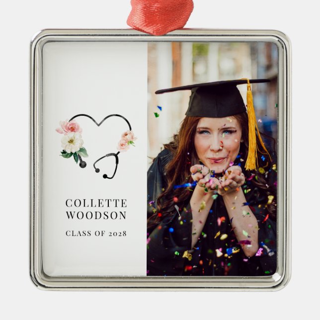 Modern Future Nurse Graduation Memento Photo  Metal Ornament (Front)