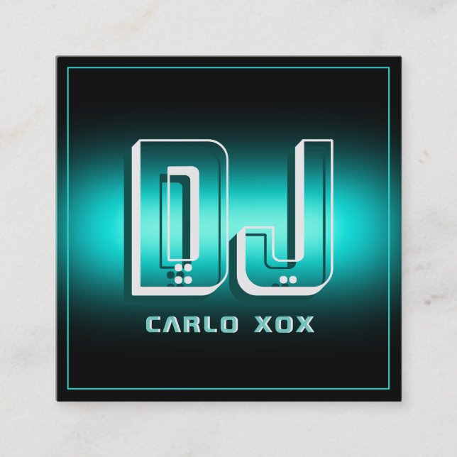 Modern futuristic abstract DJ  Square Business Card (Front)