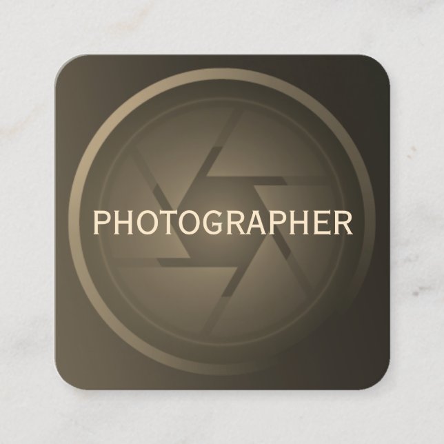 Modern futuristic camera lens inspired  square business card (Front)